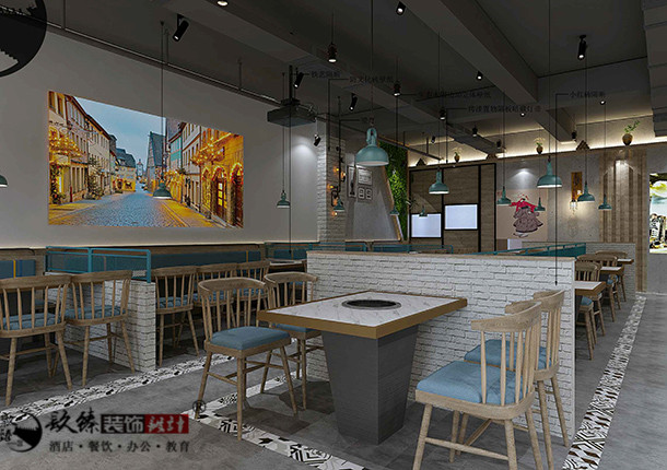 銀川韓式烤肉店設計效果圖|镹臻設計